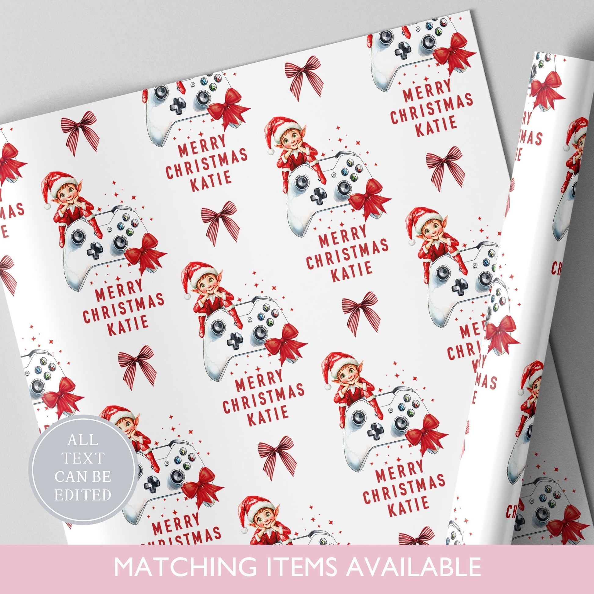 Personalised Gamer Christmas Wrapping Paper l Gift Wrap l Kids Christmas l Custom Gift Paper l Games Controller l Gaming