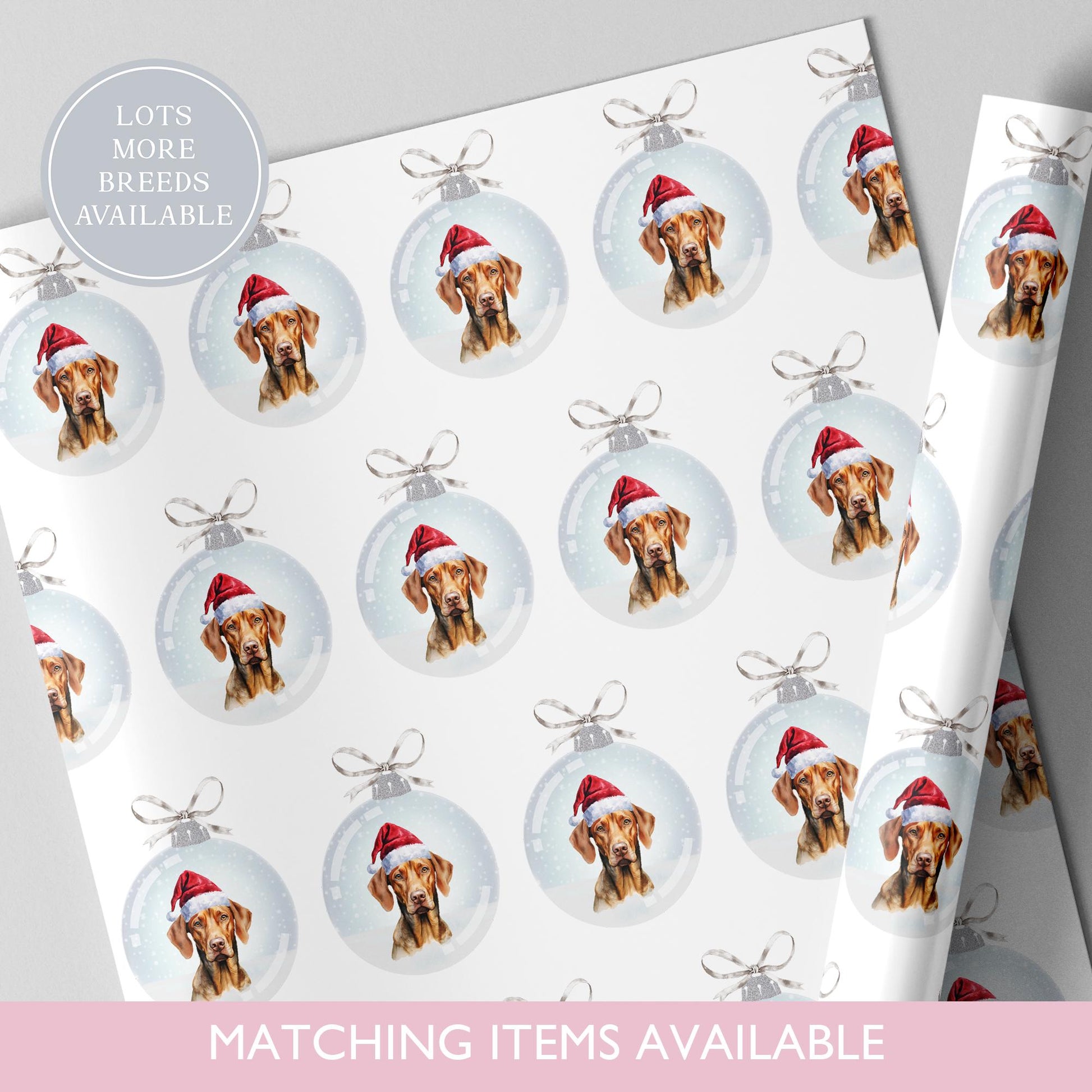 Hungarian Vizla Christmas Bauble Wrapping Paper l Gift Wrap l Dog Xmas Paper l Christmas Pup l Dog Lover l Custom