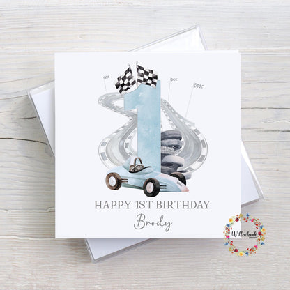 Personalised Racing Car Childrens Birthday Card l Age Card l Kids Birthday l Baby l First Birthday l 1st Bday l Custom Wording