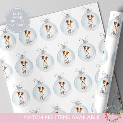 Jack Russell Christmas Bauble Wrapping Paper l Gift Wrap l Dog Xmas Paper l Christmas Pup l Dog Lover l Dog Mama l Fur Baby l Custom