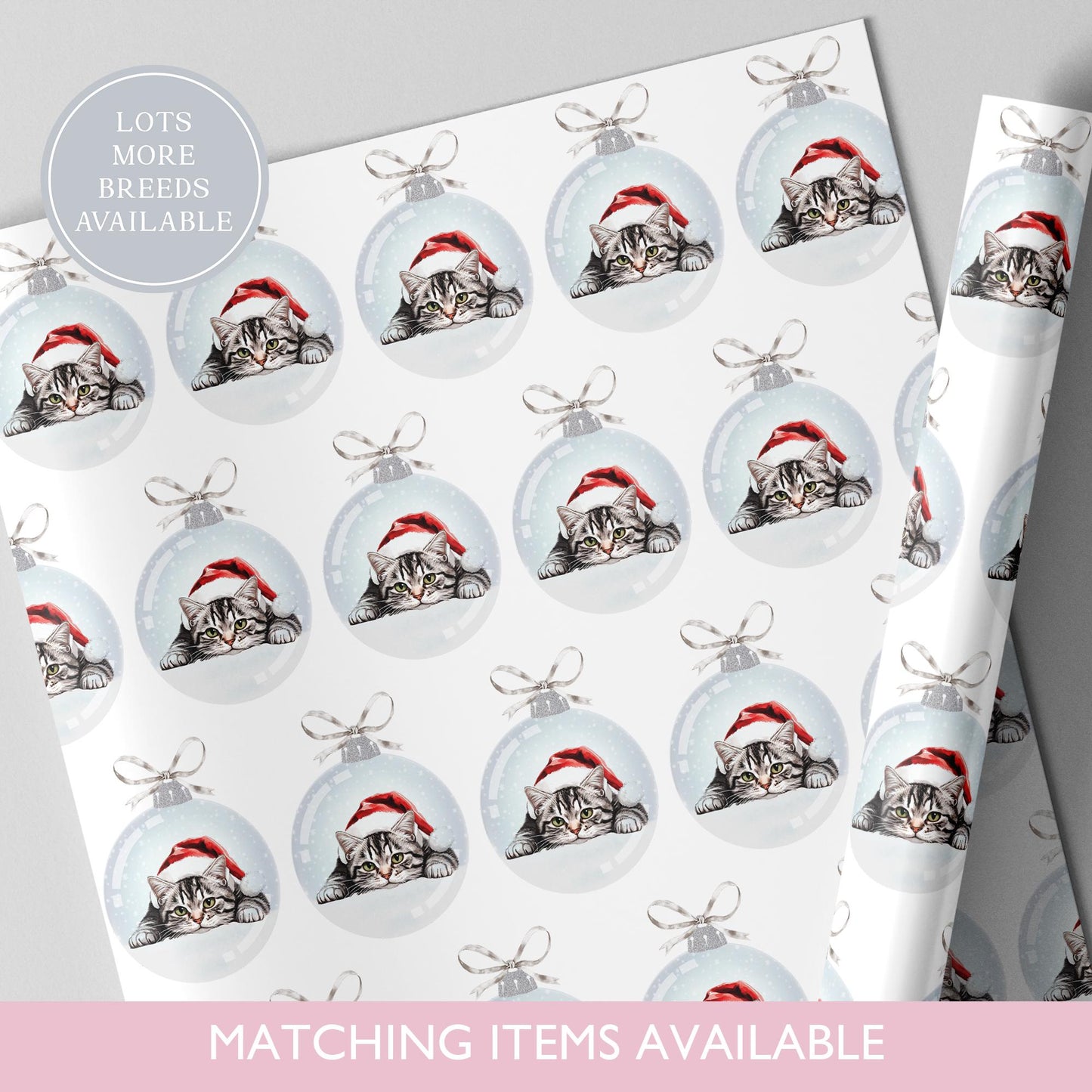 Cat Christmas Bauble Wrapping Paper l Gift Wrap l Cat Xmas Paper l Christmas Mog l Xmas Kitten l Custom