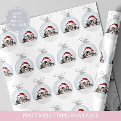 Cat Christmas Bauble Wrapping Paper l Gift Wrap l Cat Xmas Paper l Christmas Mog l Xmas Kitten l Custom