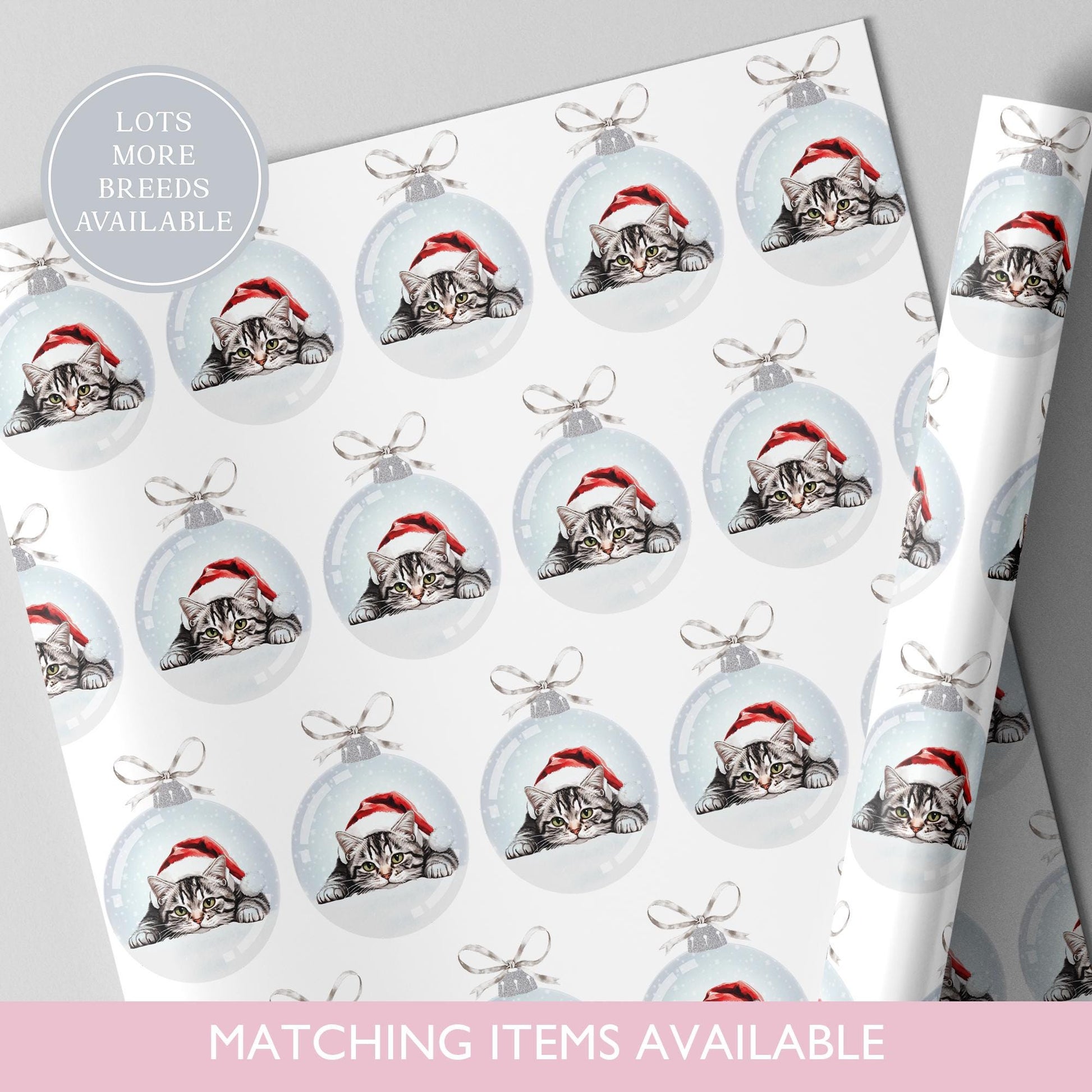Maine Coone Cat Christmas Bauble Wrapping Paper l Gift Wrap l Cat Xmas Paper l Christmas Mog l Xmas Kitten l Custom