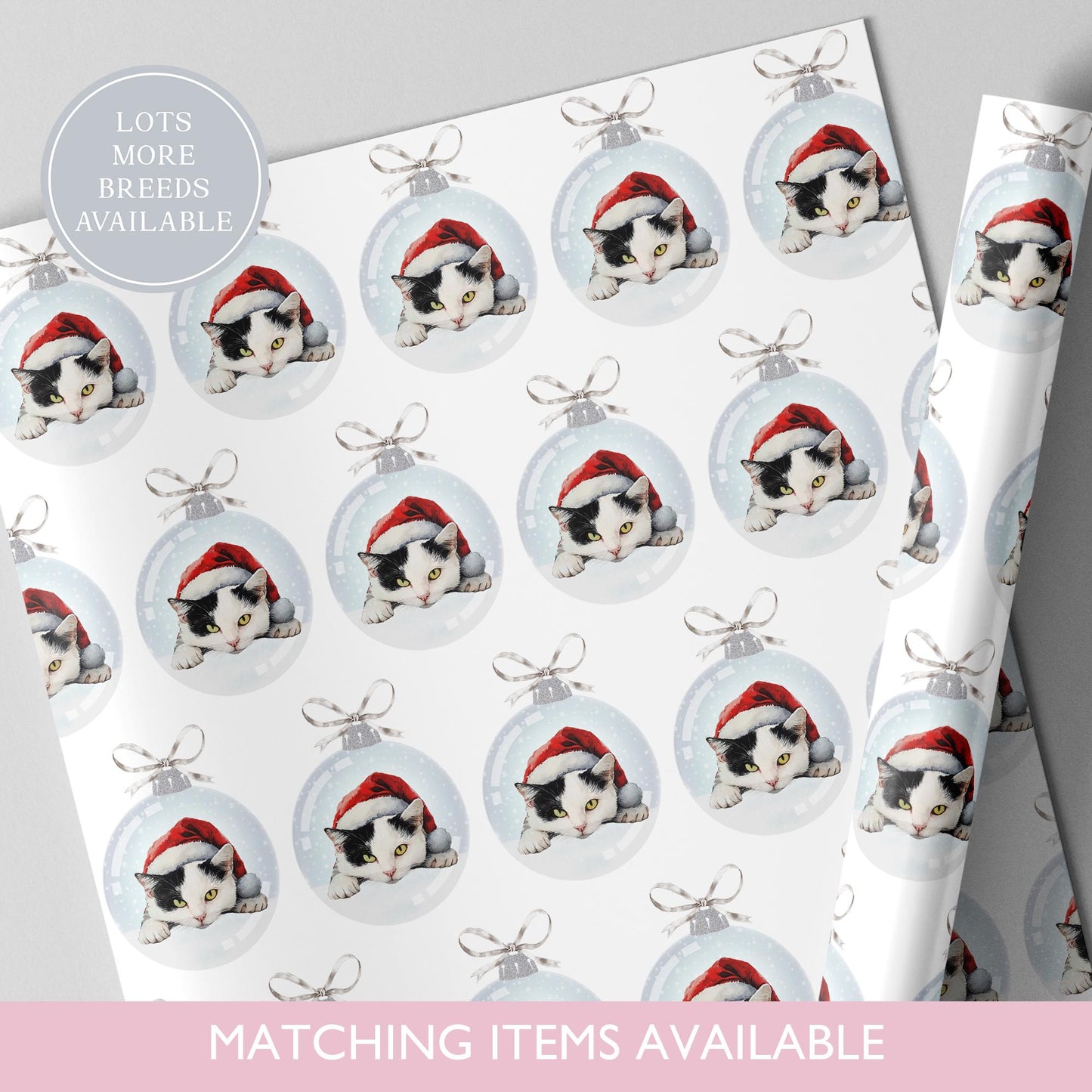 Cat Christmas Bauble Wrapping Paper l Gift Wrap l Cat Xmas Paper l Christmas Mog l Xmas Kitten l Custom
