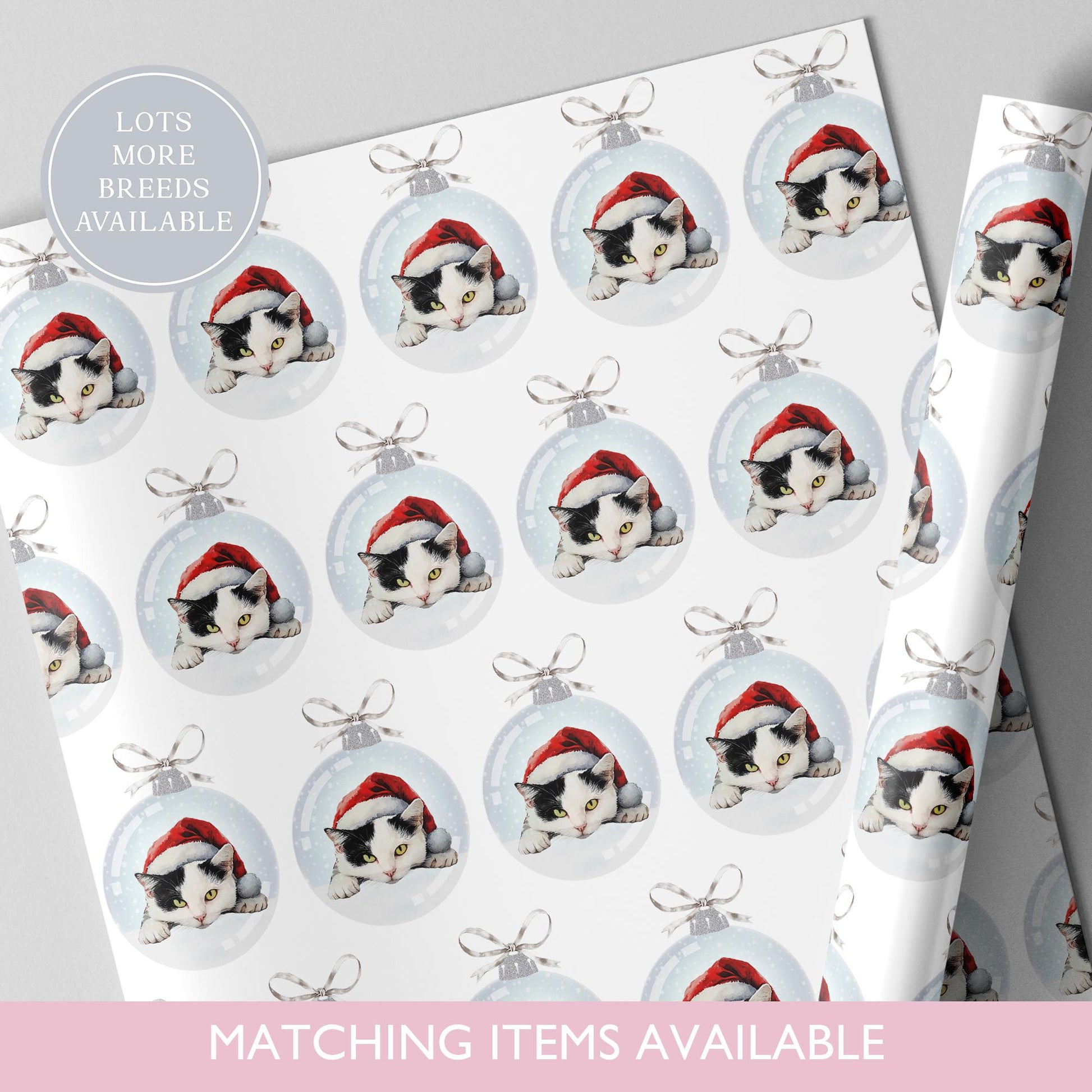 Cat Christmas Bauble Wrapping Paper l Gift Wrap l Cat Xmas Paper l Christmas Mog l Xmas Kitten l Custom