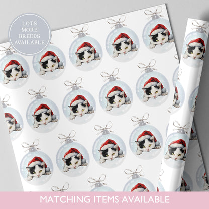 Cat Christmas Bauble Wrapping Paper l Gift Wrap l Cat Xmas Paper l Christmas Mog l Xmas Kitten l Custom