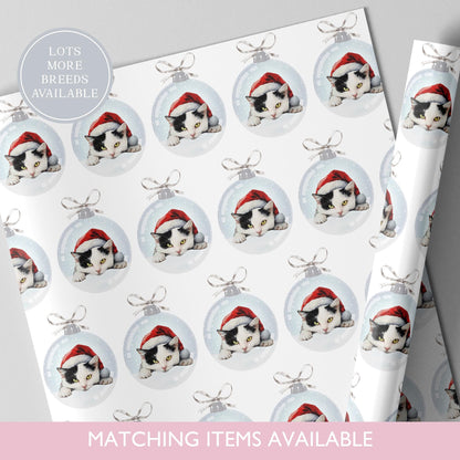 Maine Coone Cat Christmas Bauble Wrapping Paper l Gift Wrap l Cat Xmas Paper l Christmas Mog l Xmas Kitten l Custom
