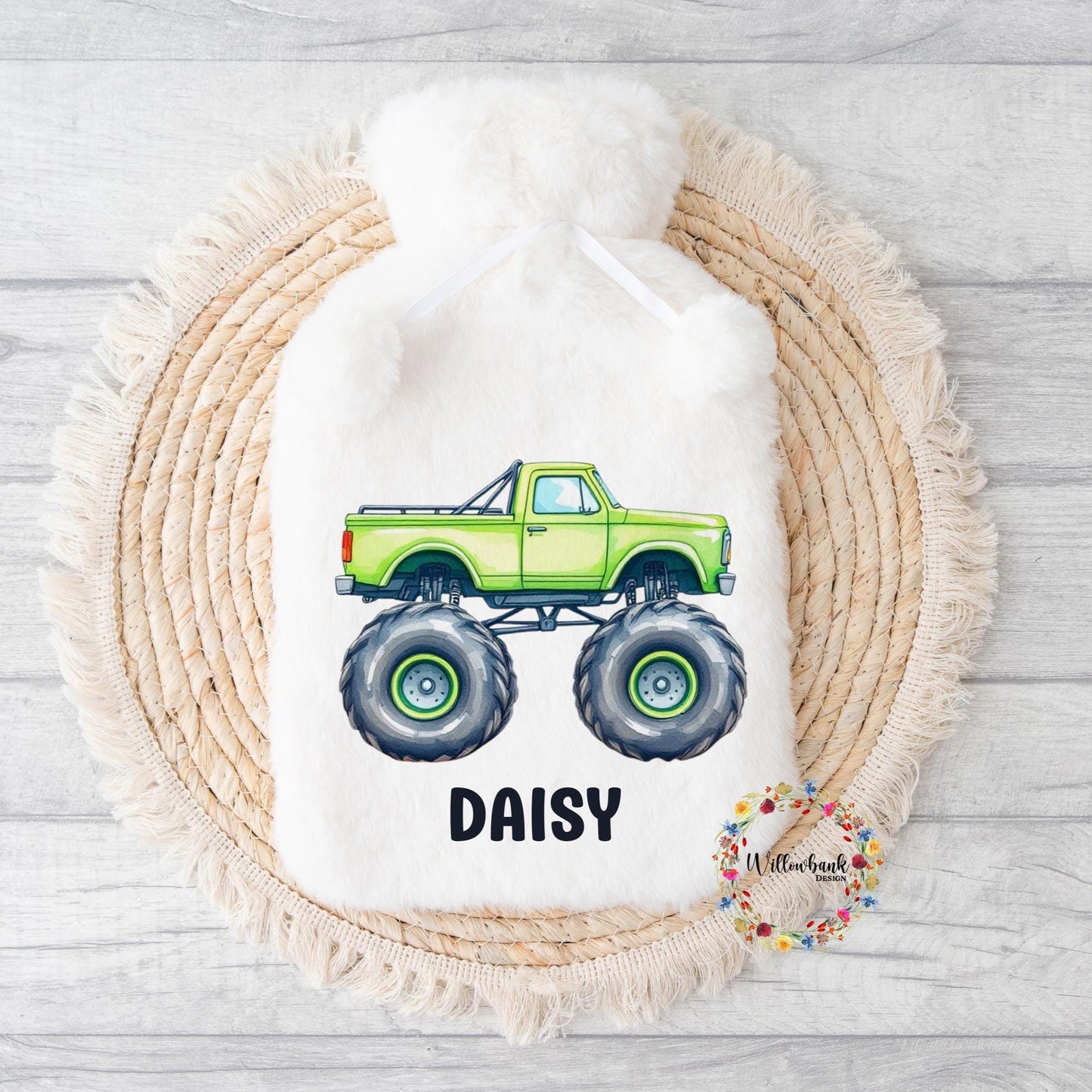 Personalised Hot Water Bottle l Monster Truck l Child Gift l Stocking Filler l Christmas Gift l Birthday Present