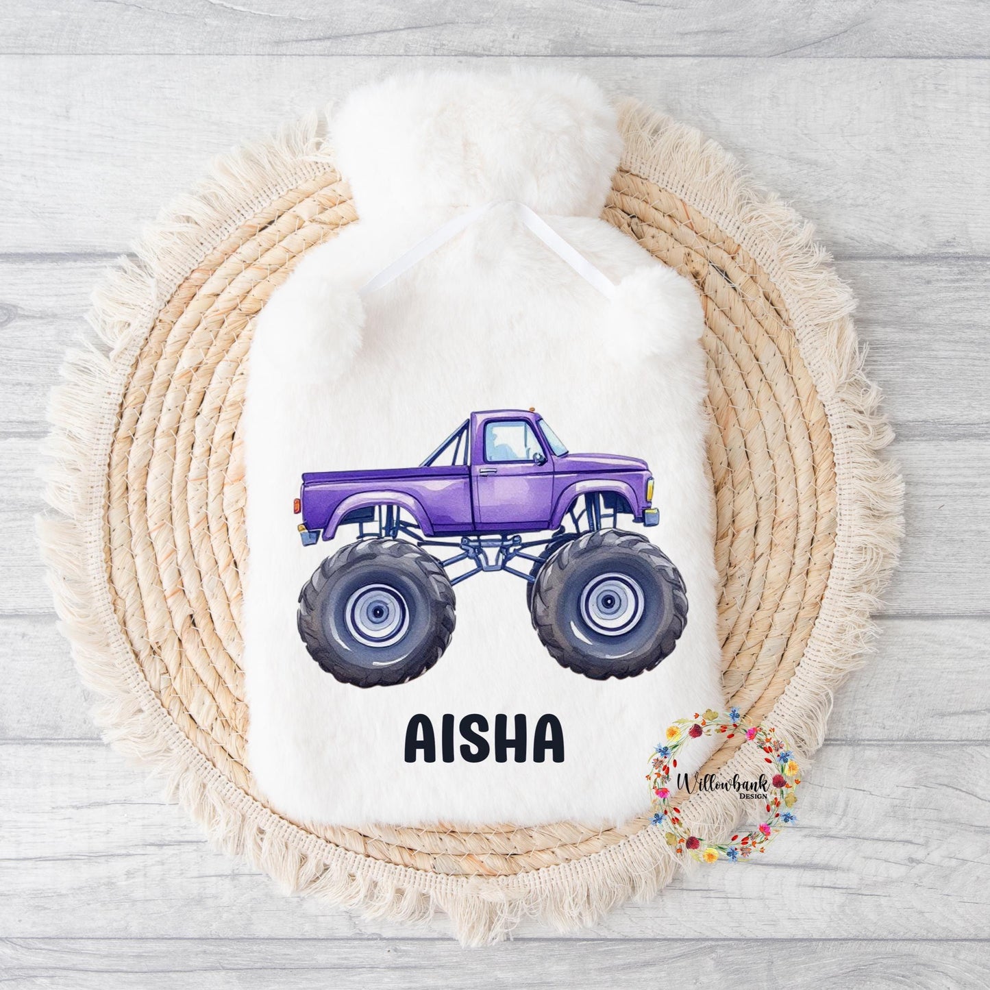 Personalised Hot Water Bottle l Monster Truck l Child Gift l Stocking Filler l Christmas Gift l Birthday Present