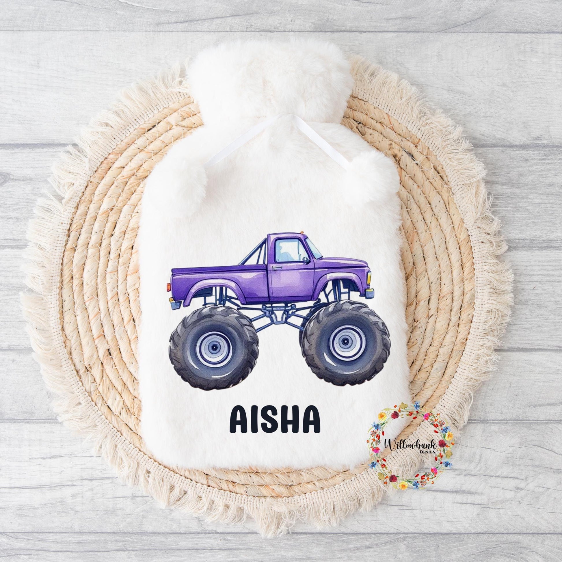 Personalised Hot Water Bottle l Monster Truck l Child Gift l Stocking Filler l Christmas Gift l Birthday Present