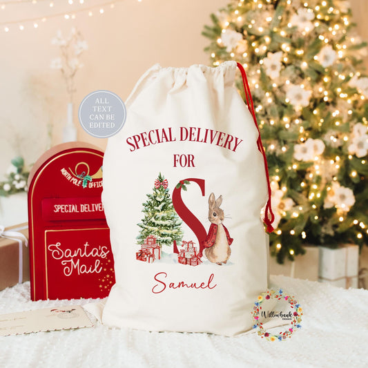 Personalised Rabbit Christmas Sack - Personalised Santa Sack - Xmas Eve Box - Xmas Bags - Santa Sack