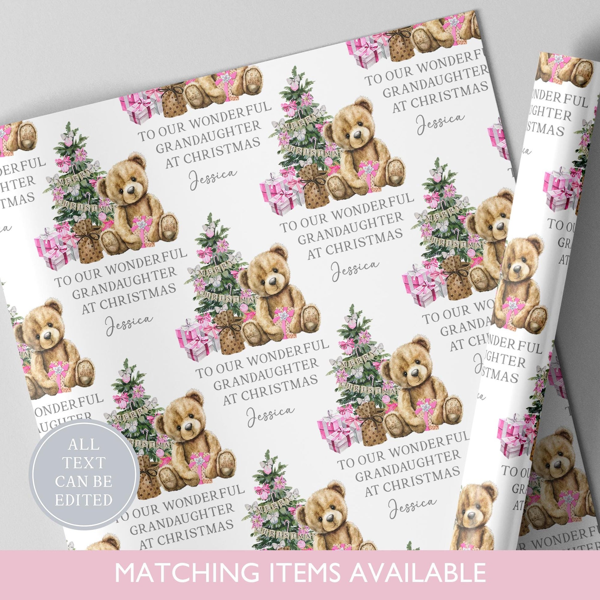 Personalised Christmas Teddy Bear Wrapping Paper l Gift Wrap l Kids Christmas l Custom Gift Paper l First Christmas