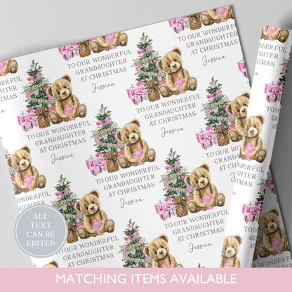 Personalised Christmas Teddy Bear Wrapping Paper l Gift Wrap l Kids Christmas l Custom Gift Paper l First Christmas