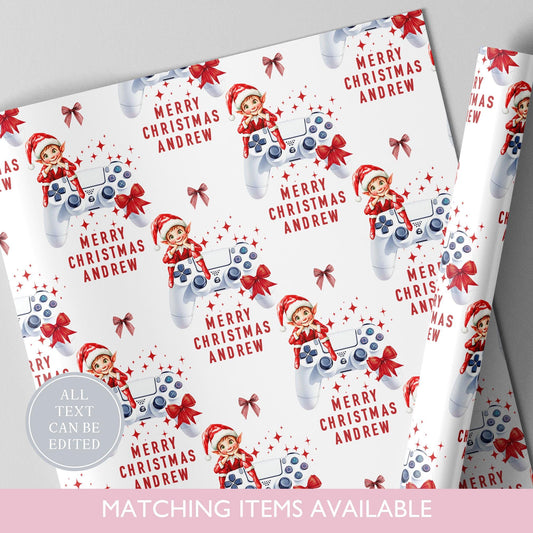 Personalised Gamer Christmas Wrapping Paper l Gift Wrap l Kids Christmas l Custom Gift Paper l Games Controller l Gaming