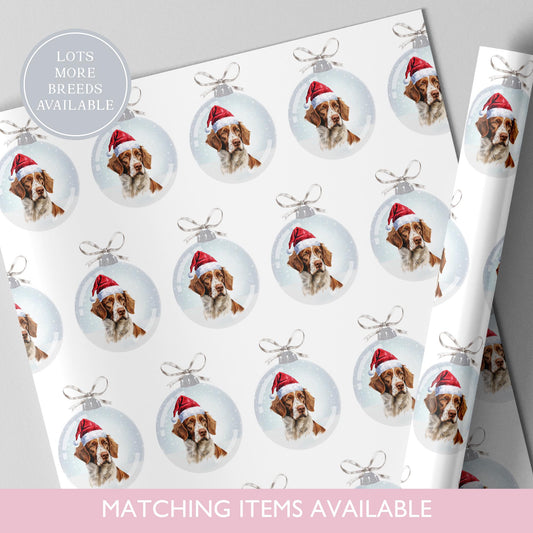 Brittany Spaniel Christmas Bauble Wrapping Paper l Gift Wrap l Dog Xmas Paper l Christmas Pup l Dog Lover l Custom