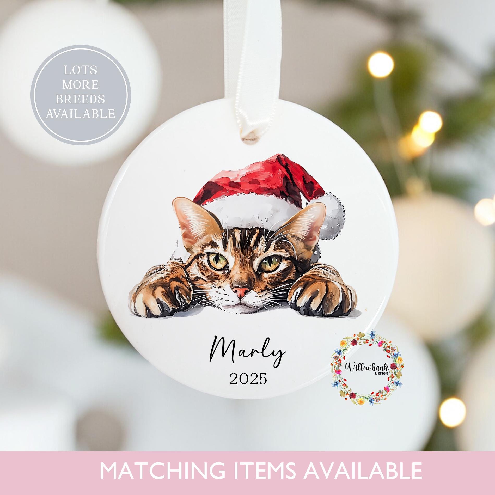 Personalised Bengal Cat Christmas Tree Decoration l Cat Lover l Hanging Ornament l Kitten Gift