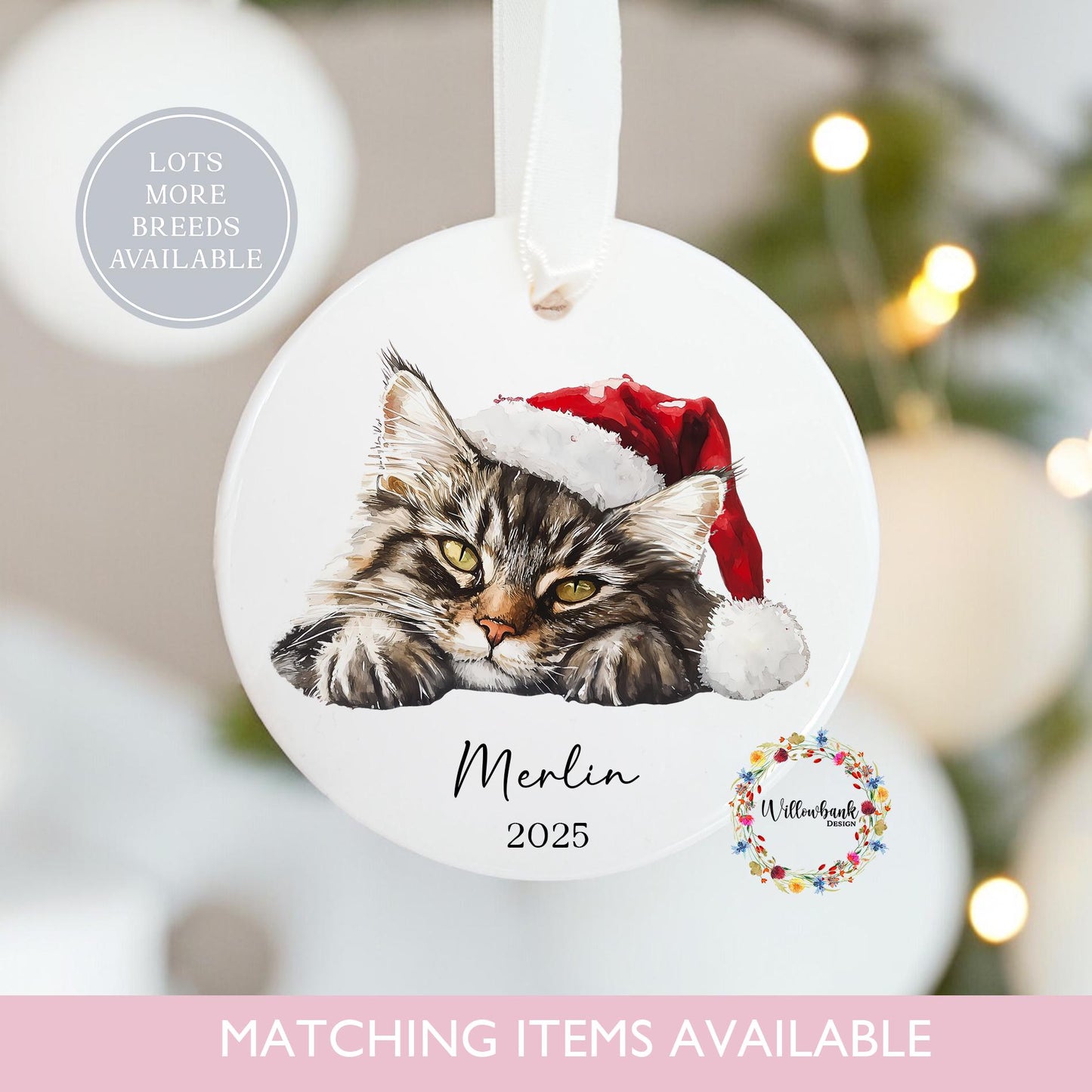 Personalised Maine Coon Cat Christmas Tree Decoration l Cat Lover l Hanging Ornament l Kitten Gift