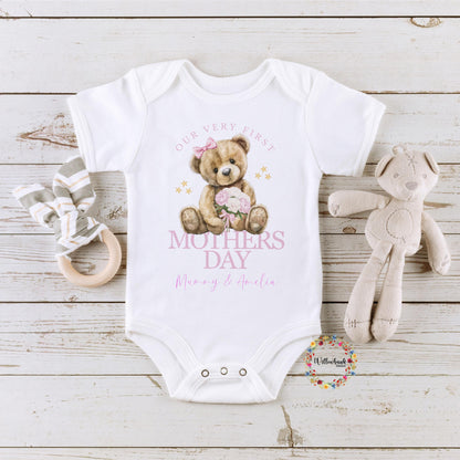 First Mother's Day Bear Babygrow l Baby Vest l Onesie l 1st Mothers Day l Mummy & Me