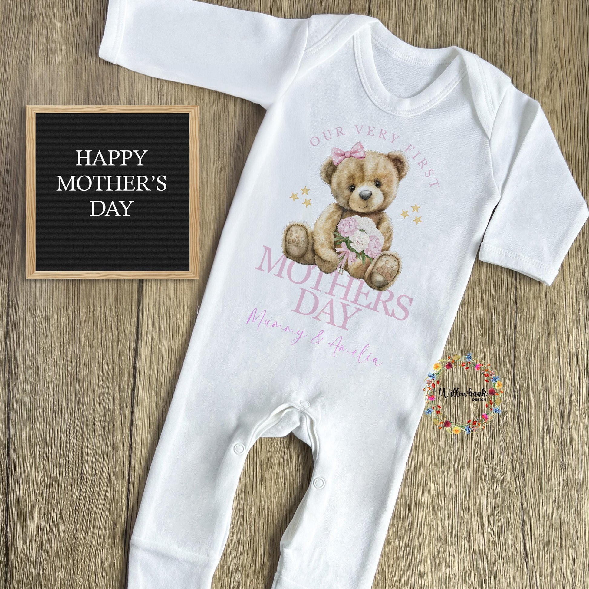 First Mother's Day Bear Babygrow l Baby Vest l Onesie l 1st Mothers Day l Mummy & Me