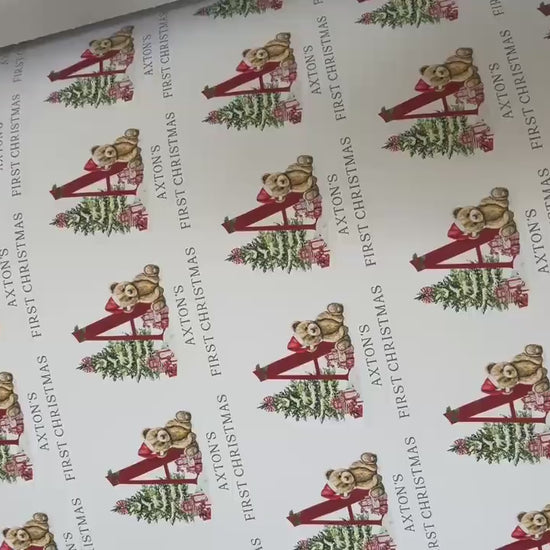 Personalised Christmas Teddy Bear Wrapping Paper l Gift Wrap