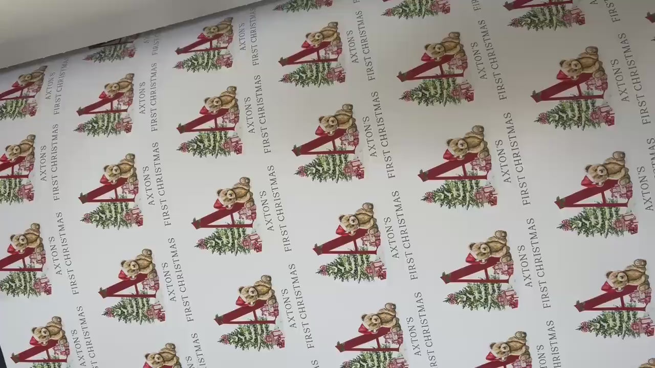 Personalised Christmas Teddy Bear Wrapping Paper l Gift Wrap