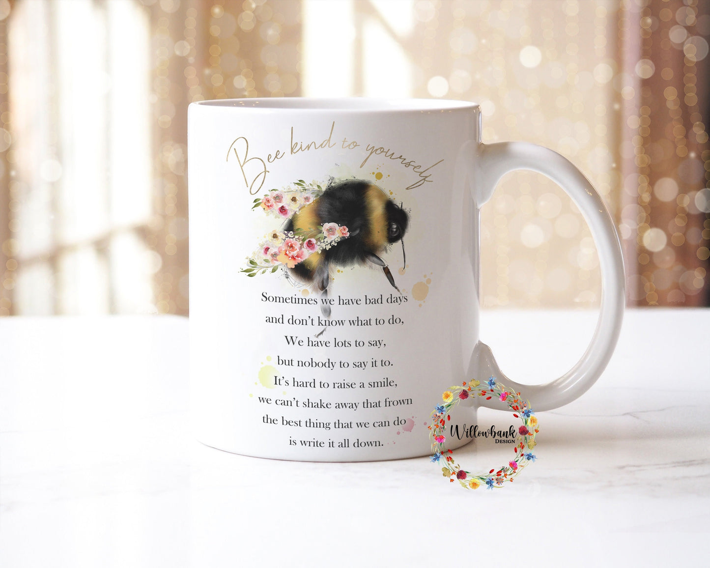 Bee Kind To Yourself Quote 11oz Mug l Bumble Bee Gift