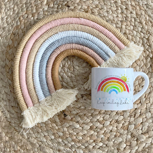 Children's Keep Smiling Rainbow Personalised Kids 6oz Mug l Gift For Child l Positivity l Children's Mental Health