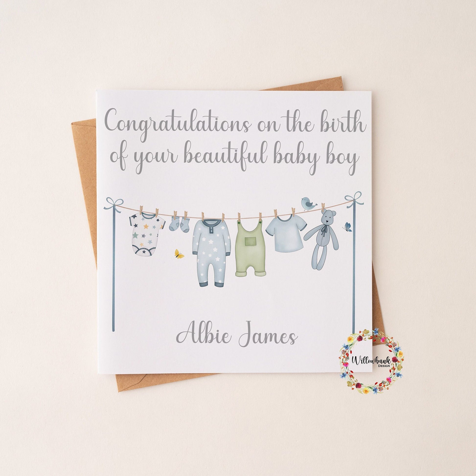 New Baby Card l Congratulations On The Birth Of Your Child l Personalised l Congrats Greeting Card l Baby Girl l Baby Boy l Baby Clothes