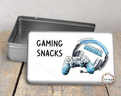 Personalised Gaming Snacks Tin l Gaming Treats l Gamer Gift l Sweet Tin l Games Controller Console