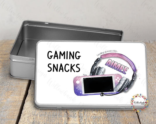 Personalised Gaming Snacks Tin l Gaming Treats l Gamer Gift l Sweet Tin l Games Controller Console