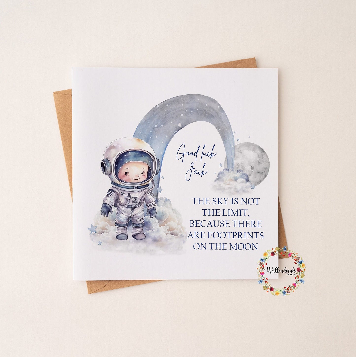 Personalised Astronaut Good Luck Card l Outer Space l Space Man