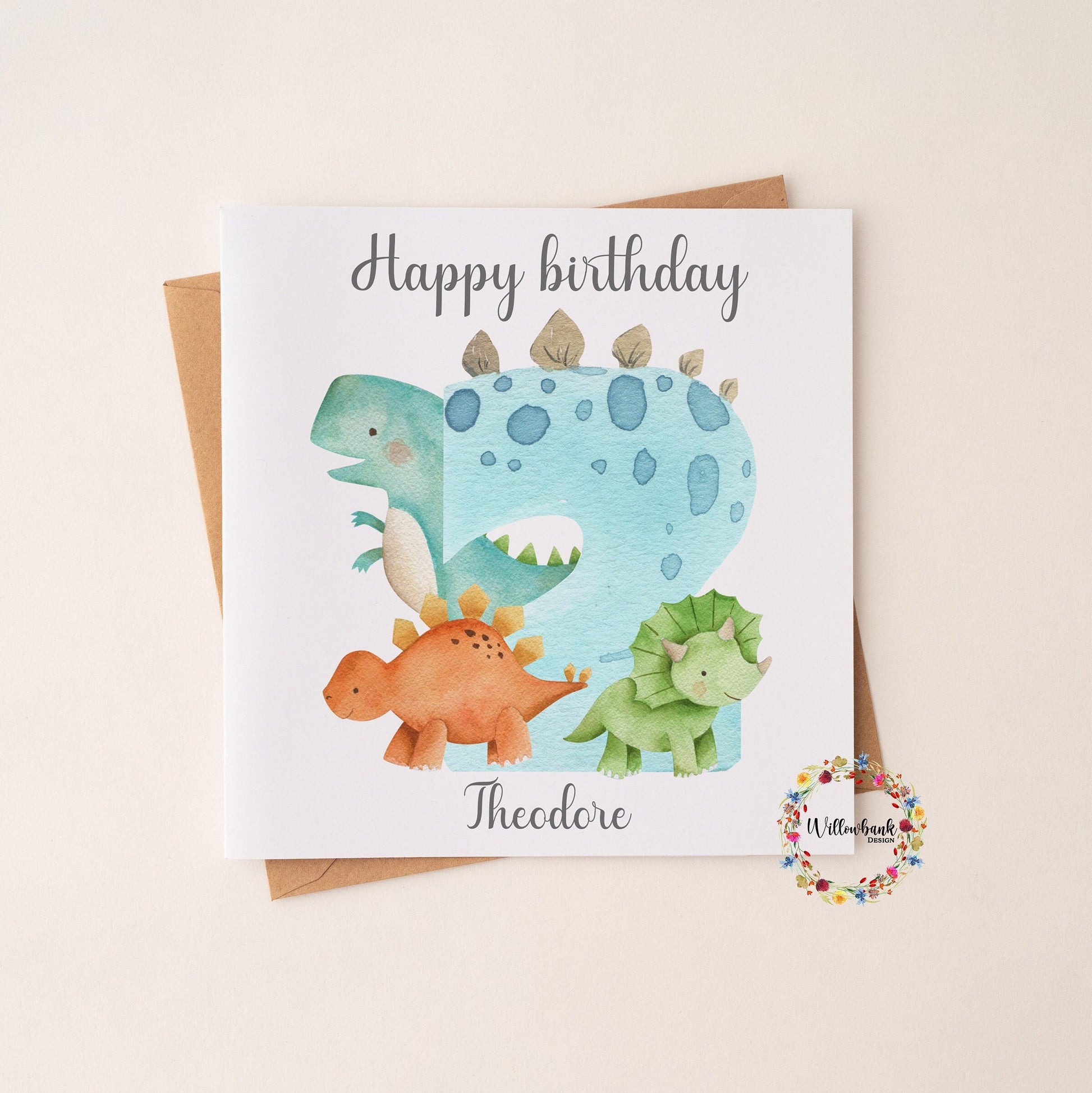 Personalised Happy Birthday Card l Ages 1-5 l Dinosaur Birthday Card