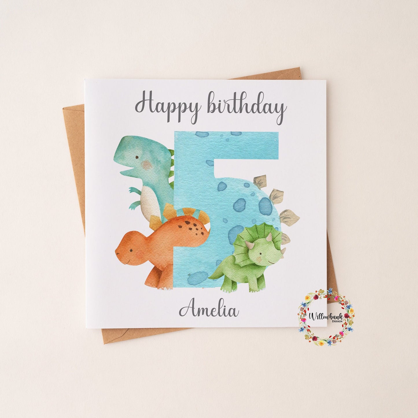 Personalised Happy Birthday Card l Ages 1-5 l Dinosaur Birthday Card