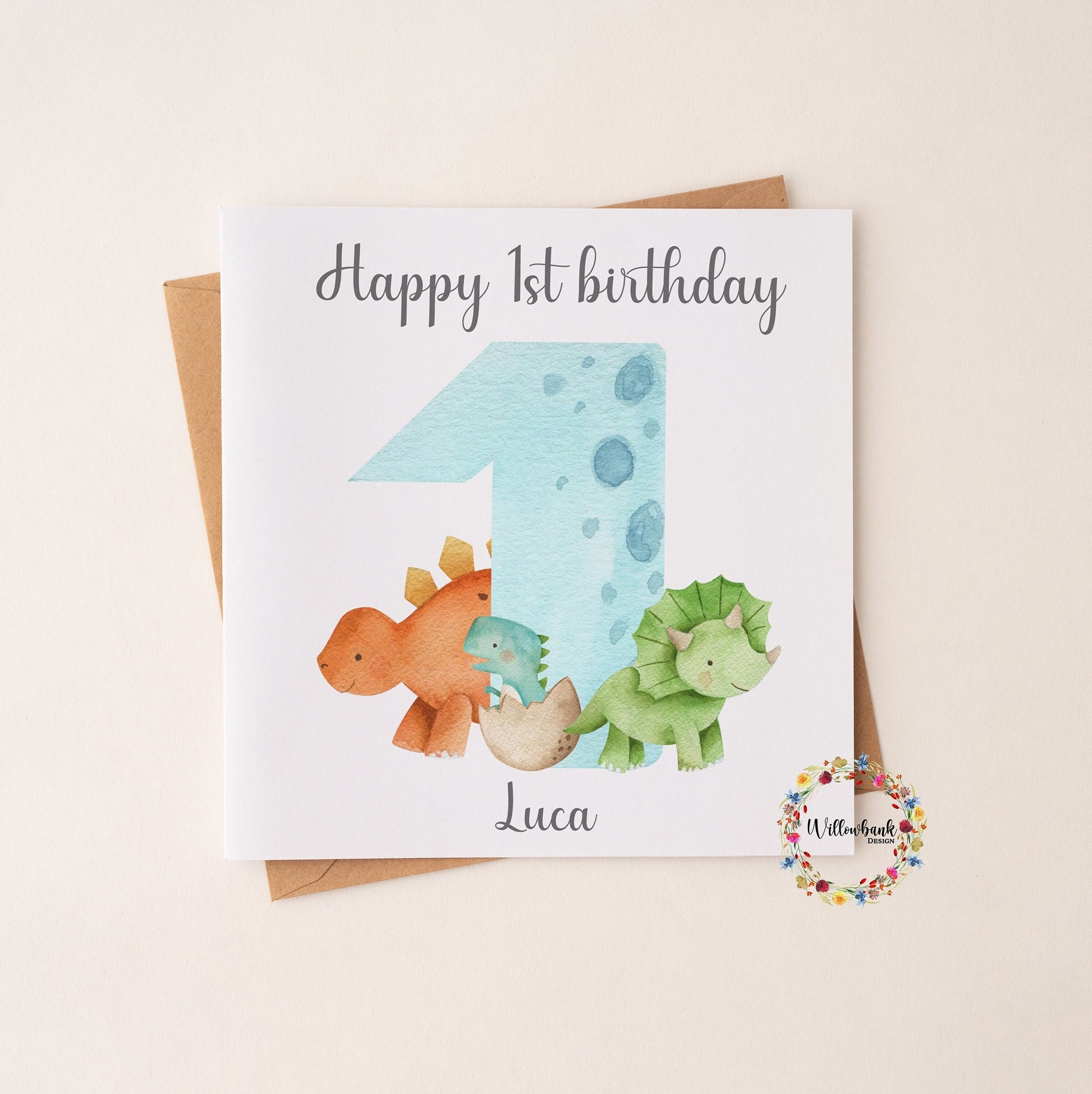 Personalised Happy Birthday Card l Ages 1-5 l Dinosaur Birthday Card