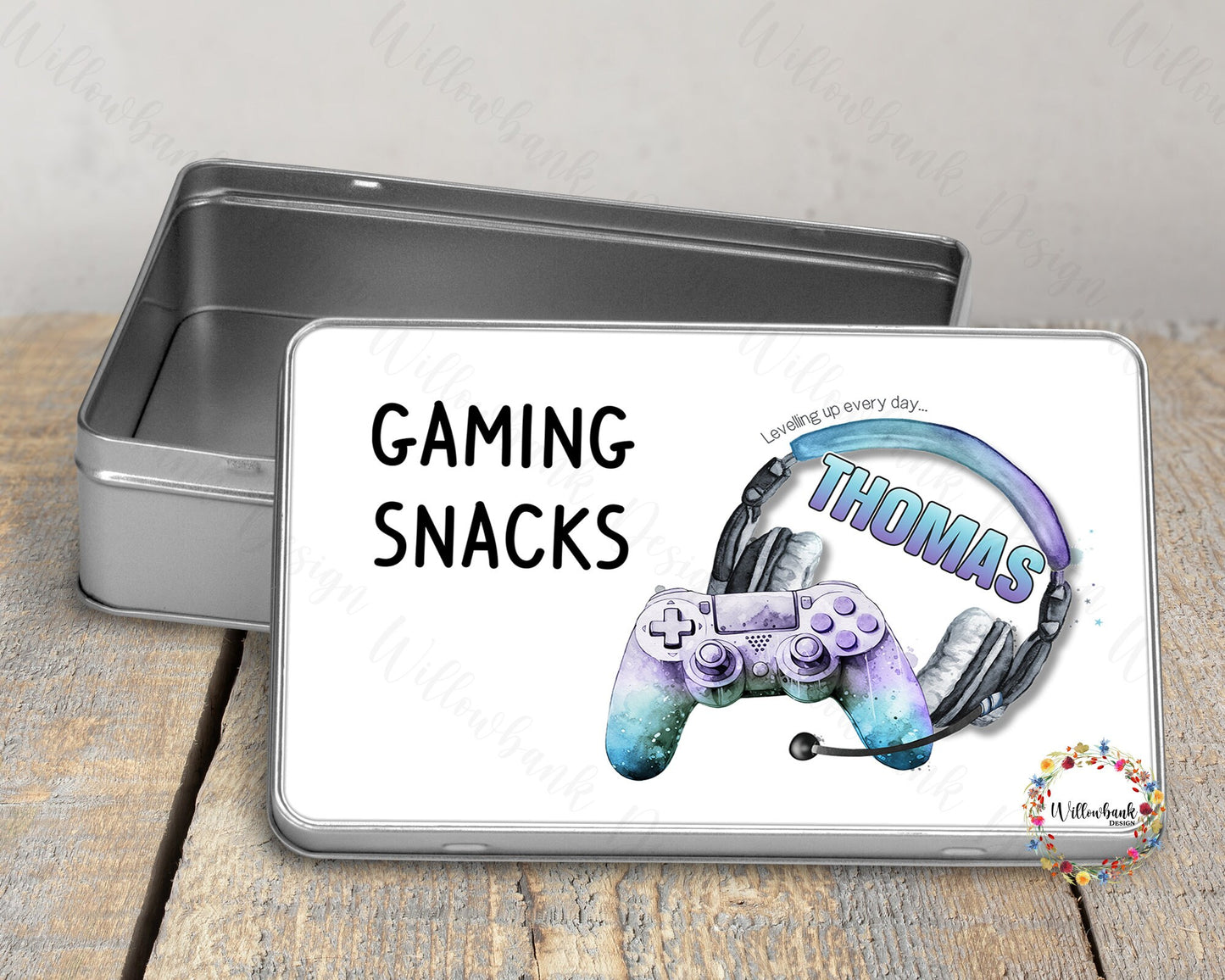 Personalised Gaming Snacks Tin l Gaming Treats l Gamer Gift l Sweet Tin l Games Controller Console