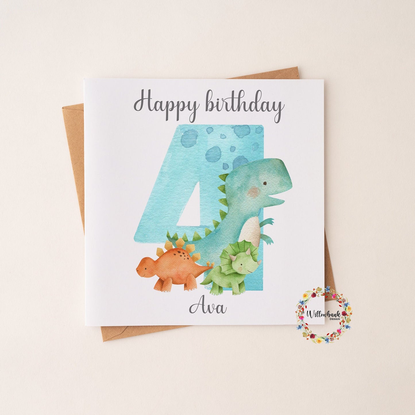 Personalised Happy Birthday Card l Ages 1-5 l Dinosaur Birthday Card