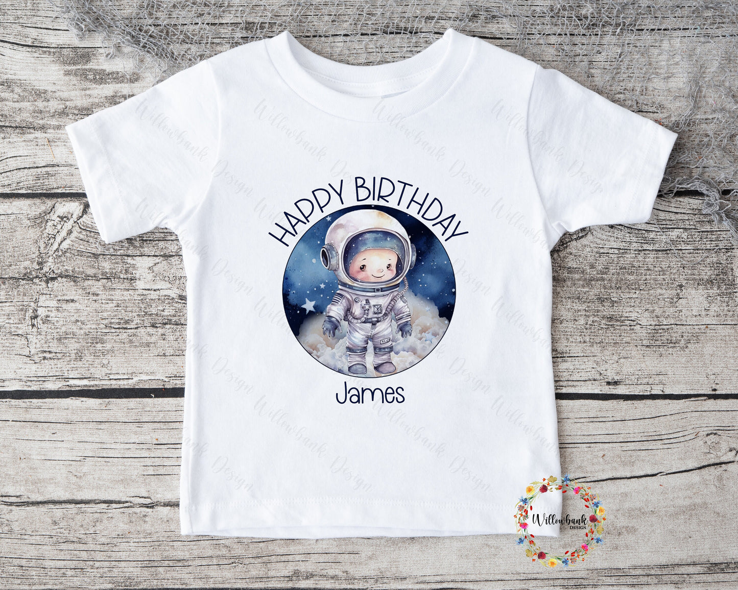 Personalised Happy Birthday Astronaut Tshirt l Children's Tee l Outer Space l Unisex