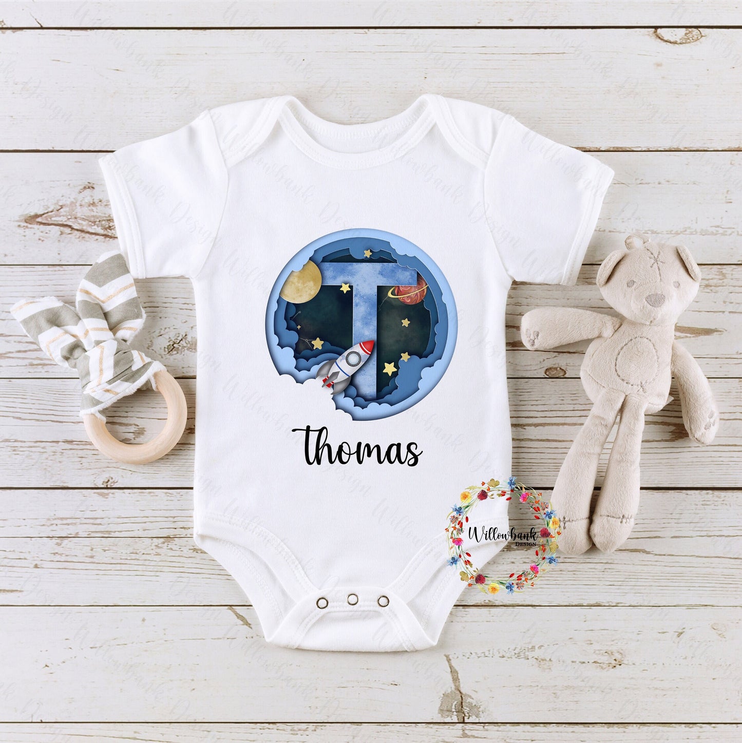 Personalised Astronaut Space Rocket Baby Bodysuit l Baby Girl Vest l Baby Boy l New Baby Gift l Baby Shower l Unisex l Neutral