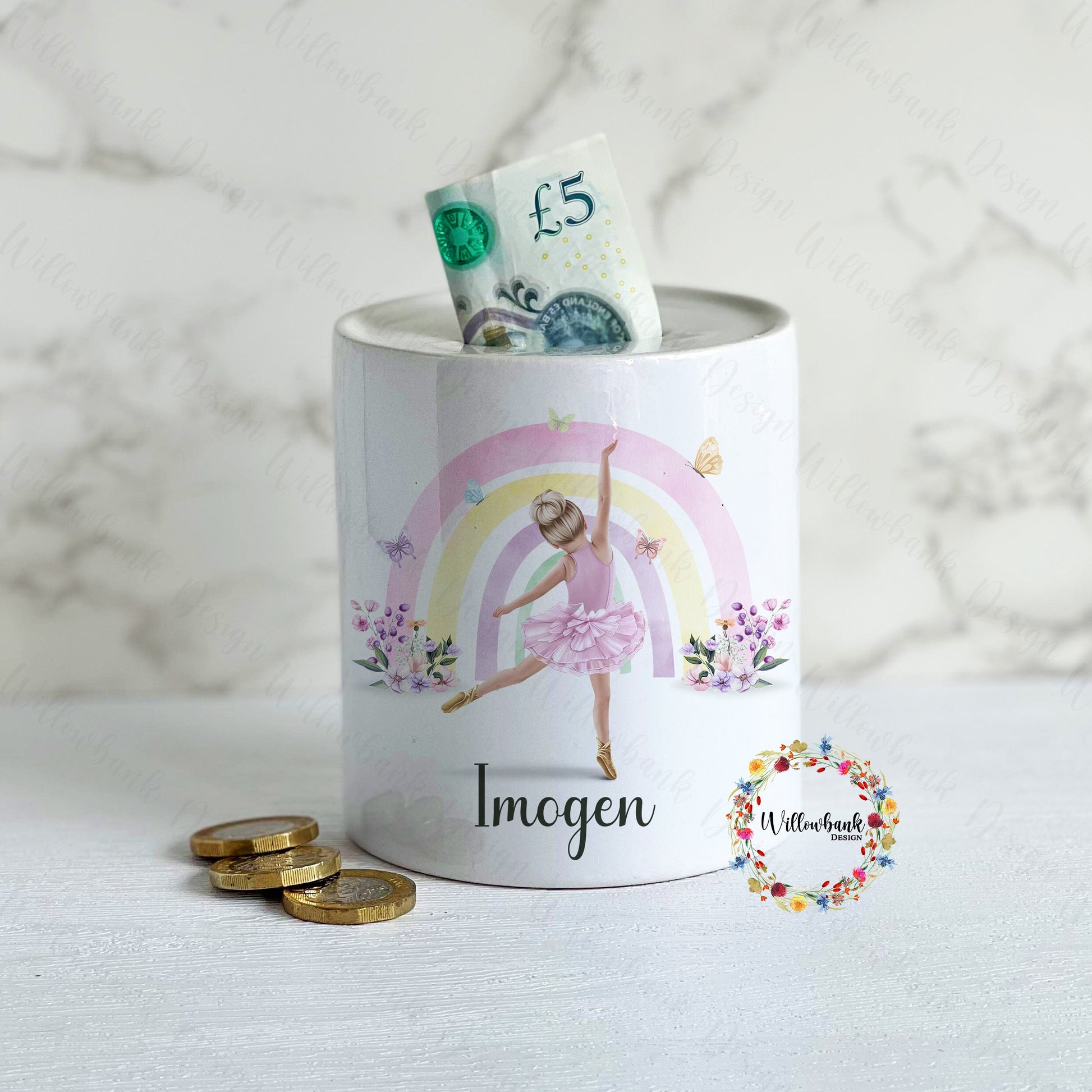 Personalised Ballerina Money Box l Savings Jar l Ballet Dancer Gift l Children's Savings Jar l Piggy Bank l Pocket Money