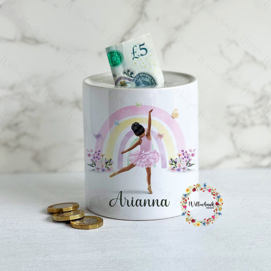 Personalised Ballerina Money Box l Savings Jar l Ballet Dancer Gift l Children's Savings Jar l Piggy Bank l Pocket Money