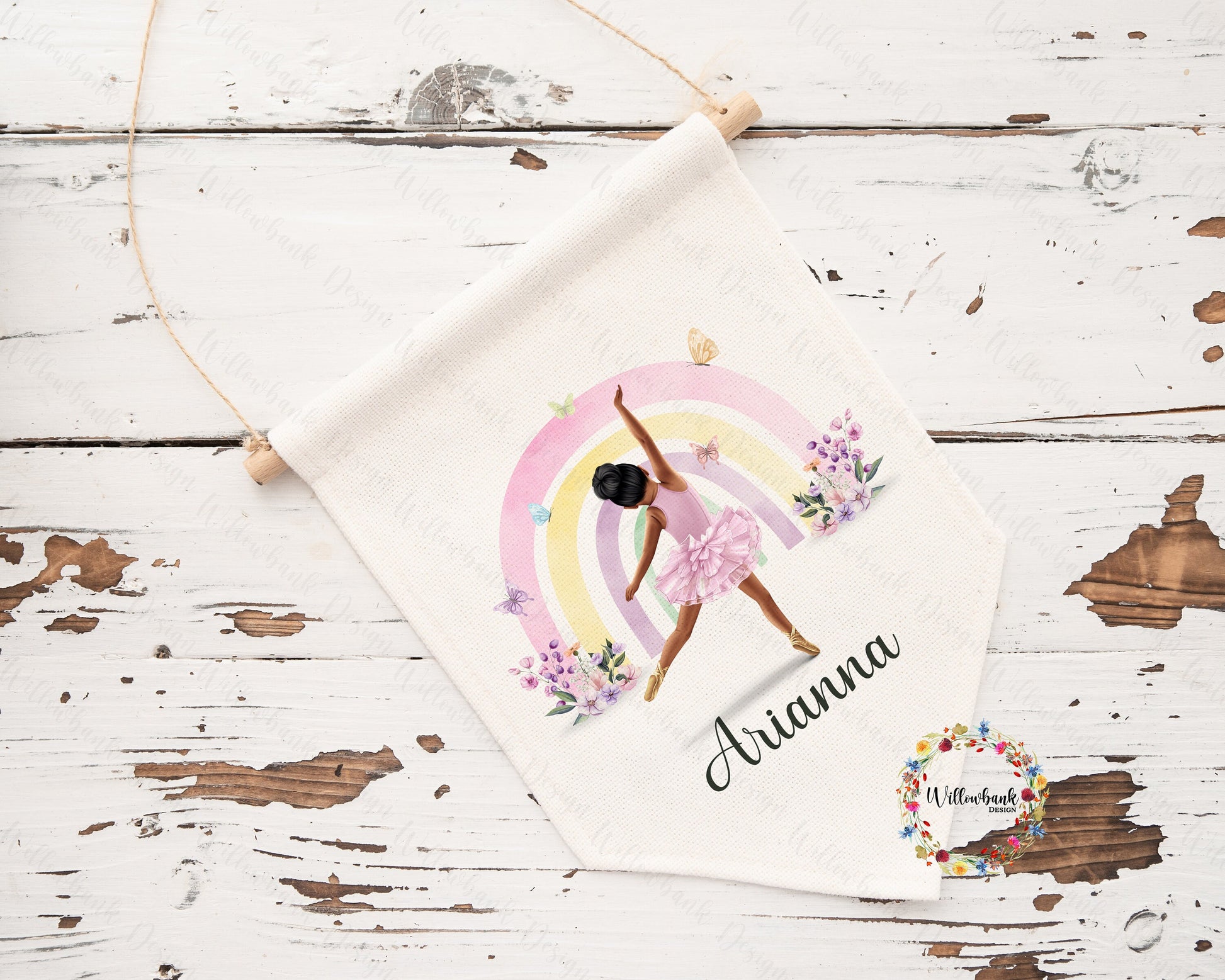 Personalised Ballerina Linen Hanging Decoration l Bedroom Decor l Nursery Decoration l Ballet Dancer Gift