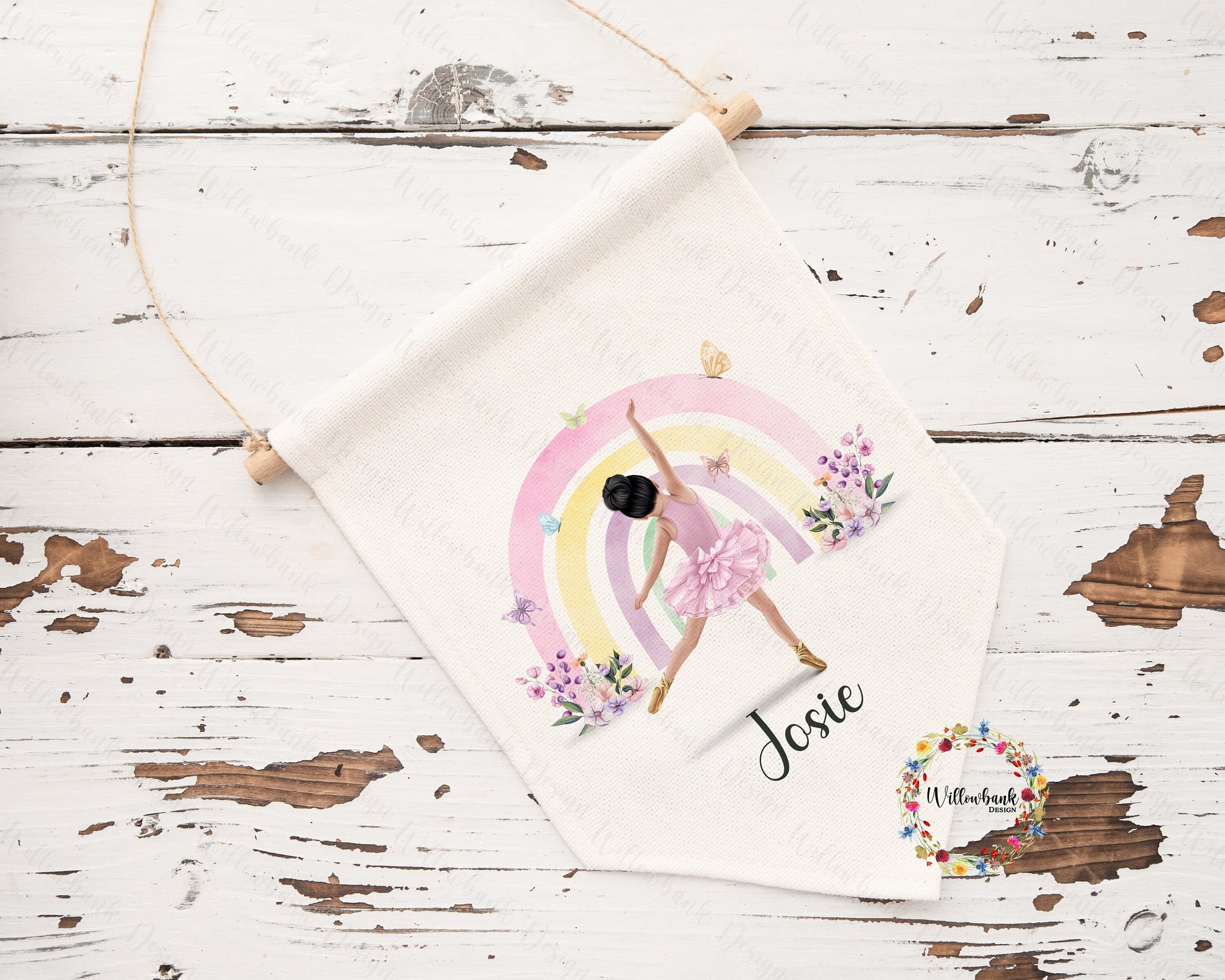 Personalised Ballerina Linen Hanging Decoration l Bedroom Decor l Nursery Decoration l Ballet Dancer Gift