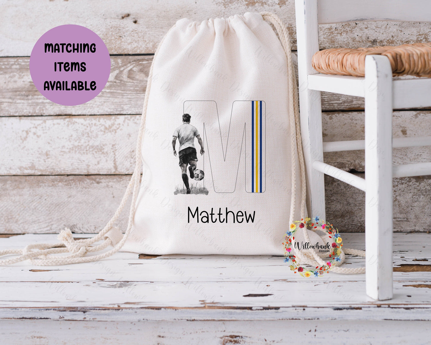 Personalised Football Drawstring Bag l Football Gift l Chelsea l Man Utd l City l Liverpool l Leeds l West Ham l Gym Bag l PE Bag