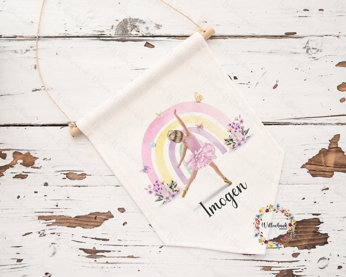 Personalised Ballerina Linen Hanging Decoration l Bedroom Decor l Nursery Decoration l Ballet Dancer Gift