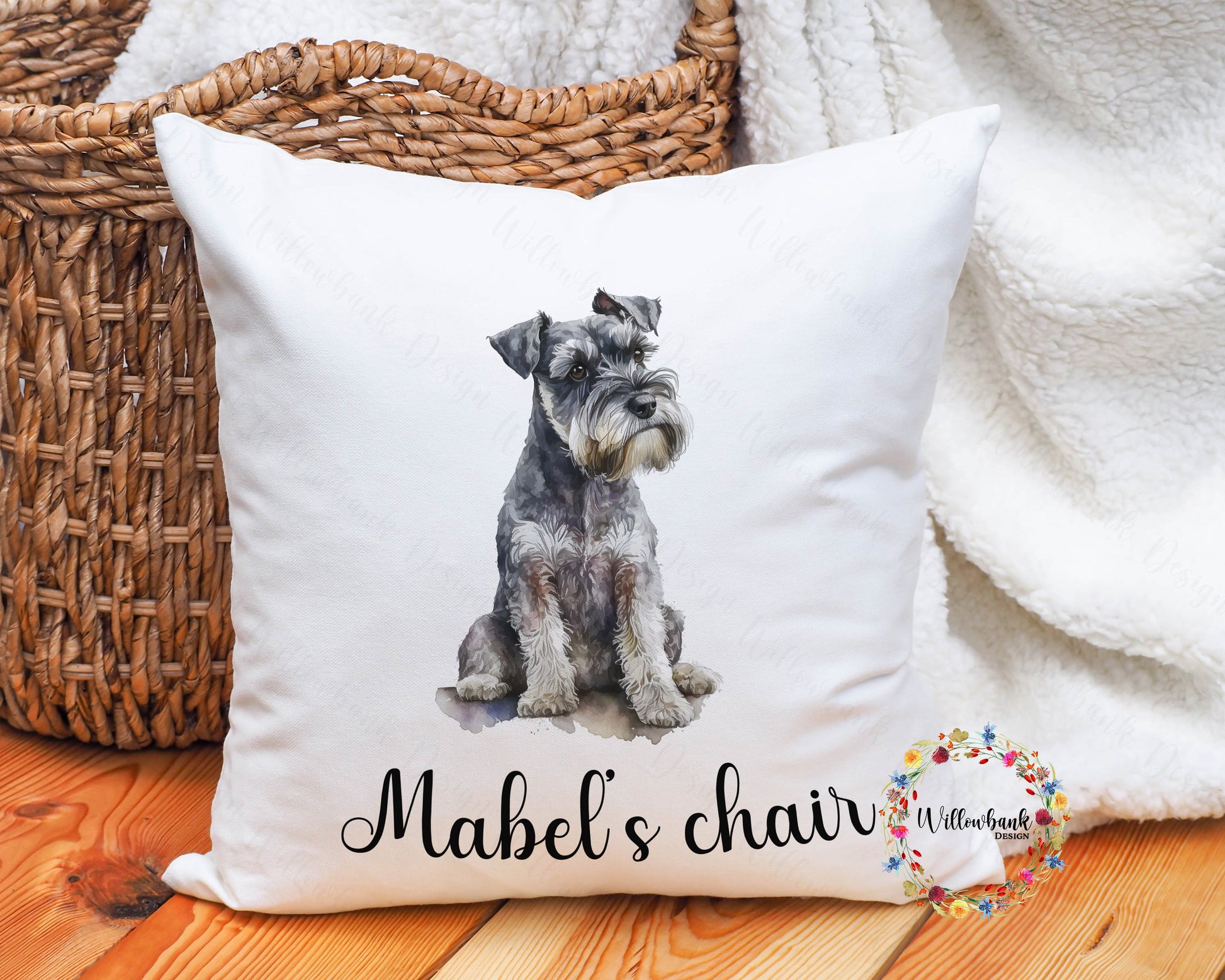 Personalised Miniature Schnauzer Cushion l Dog Lover Gift l Puppy Gift