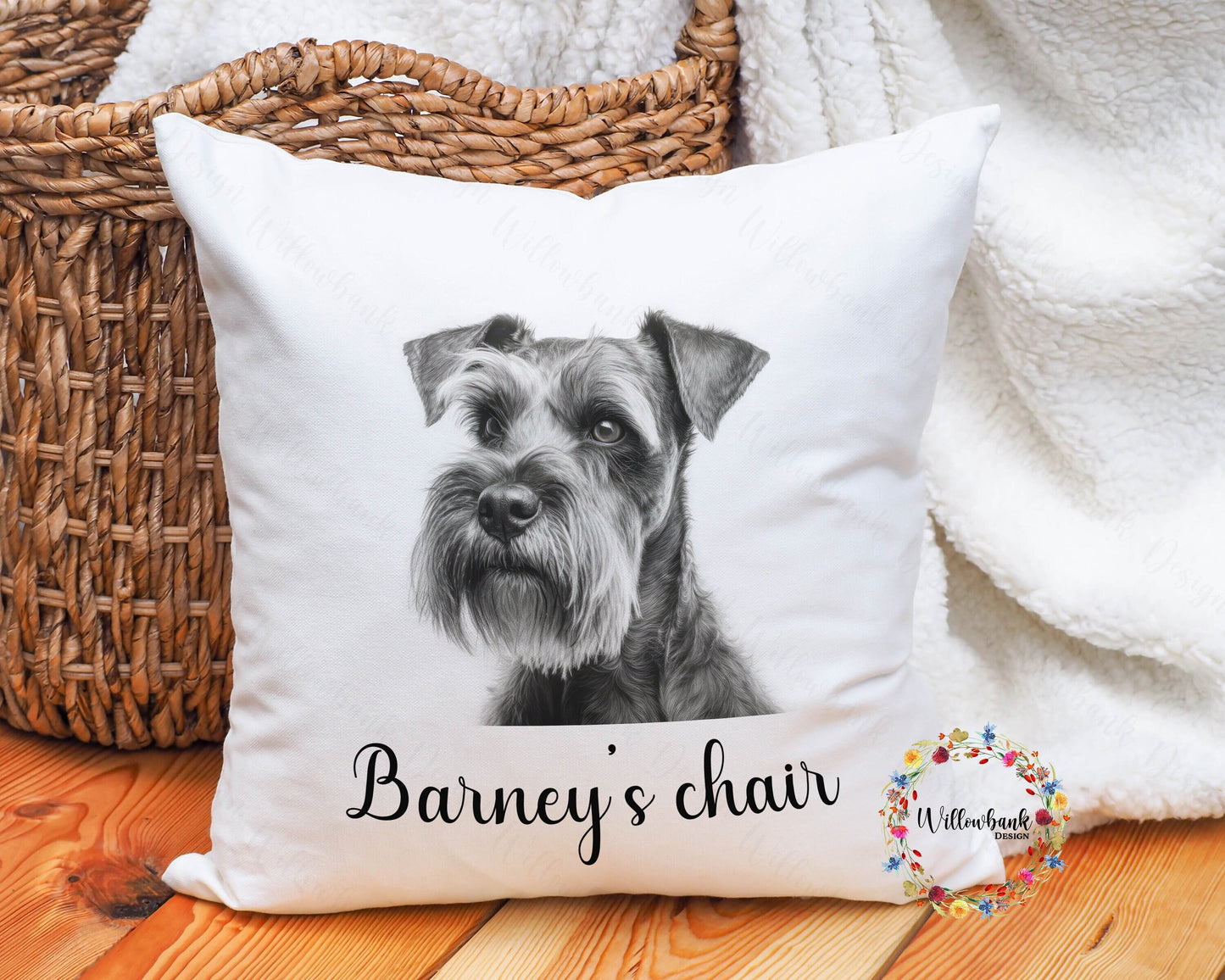 Personalised Miniature Schnauzer Cushion l Dog Lover Gift l Puppy Gift