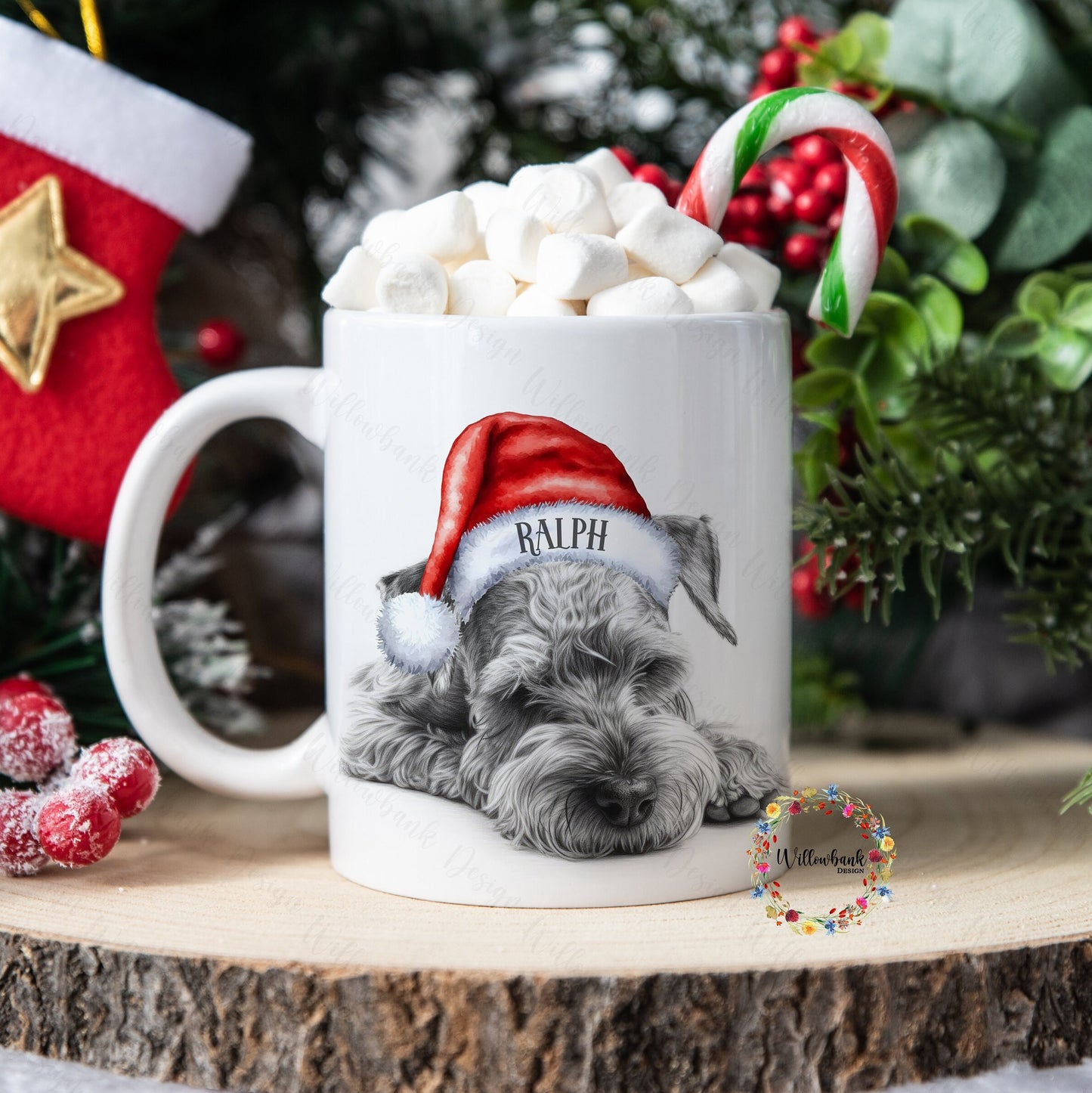 Miniature Schnauzer Christmas 11oz Mug l Dog Lover l Santa Dogs l Puppy Gift