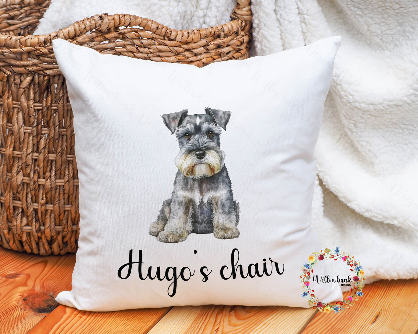 Personalised Miniature Schnauzer Cushion l Dog Lover Gift l Puppy Gift