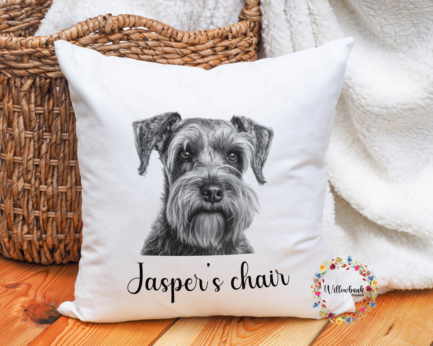 Personalised Miniature Schnauzer Cushion l Dog Lover Gift l Puppy Gift