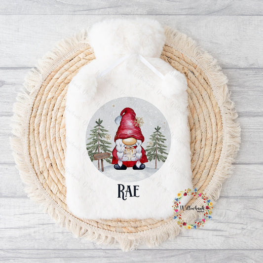 Personalised Hot Water Bottle l Christmas Gonk l Festive Gnome l Christmas Gift Idea l Stocking Filler l Christmas Eve Box